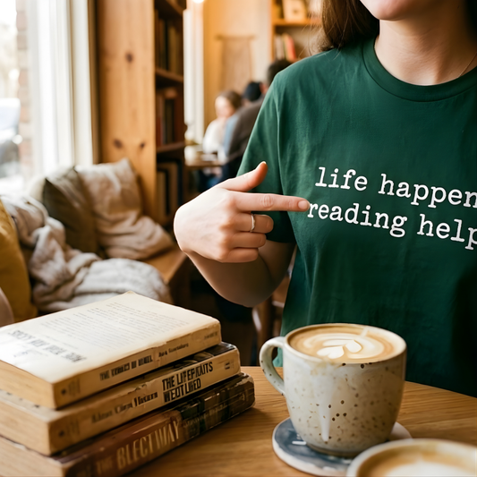 Life Happens Reading Helps Shirt, Book Lover Gift Printify