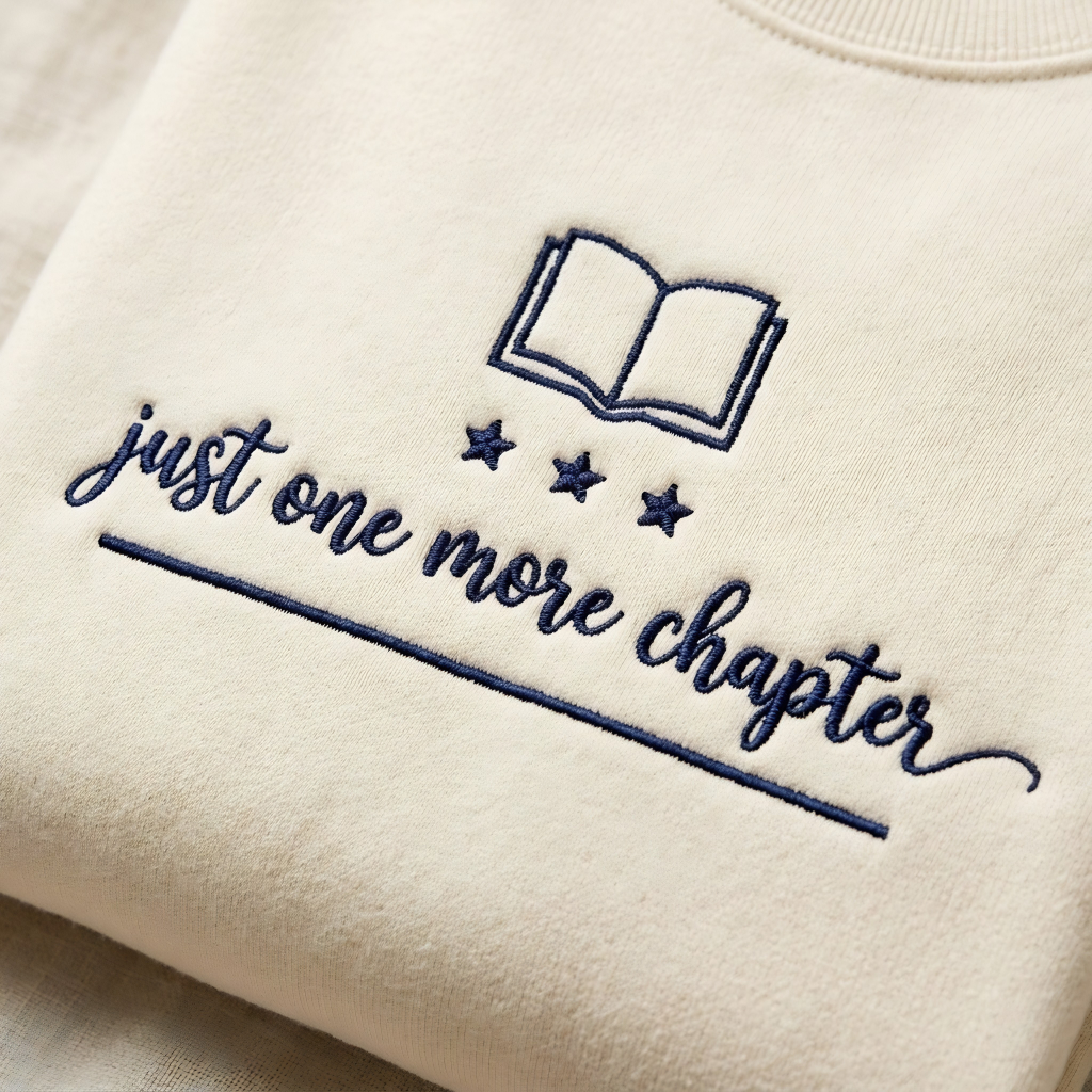 Just One More Chapter Embroidered Sweatshirt Printify