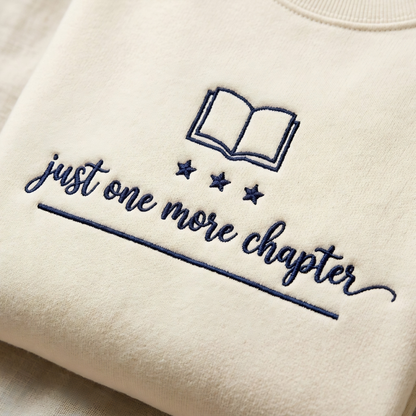 Just One More Chapter Embroidered Sweatshirt Printify