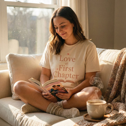 Love at First Chapter T-Shirt | Romance Reader Gift & Bookish Tee Printify