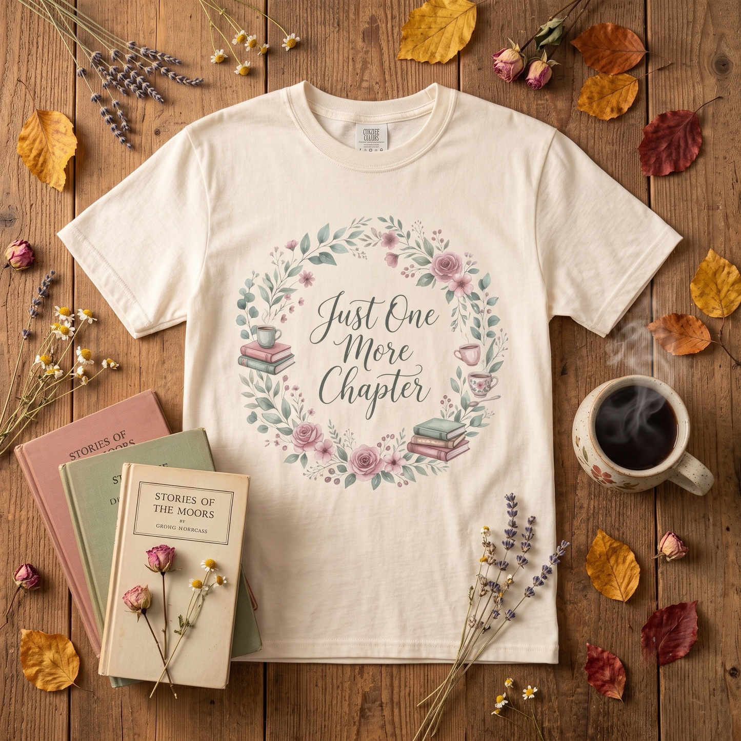 Just One More Chapter Shirt — Book Lover T-Shirt Floral Bookish Tee Reader Gift Comfort Colors Book Club Shirt Bookworm Gift Reading Shirt