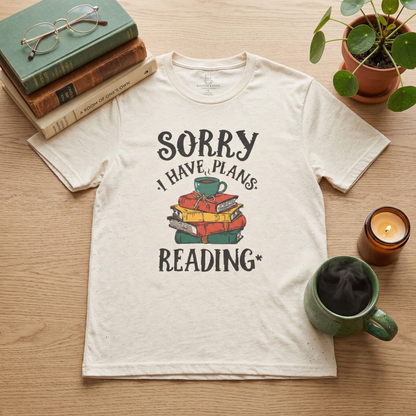 Sorry I Have Plans Reading Shirt – Funny Reader Tee, Book Lover Gift, Bookworm Shirt Printify
