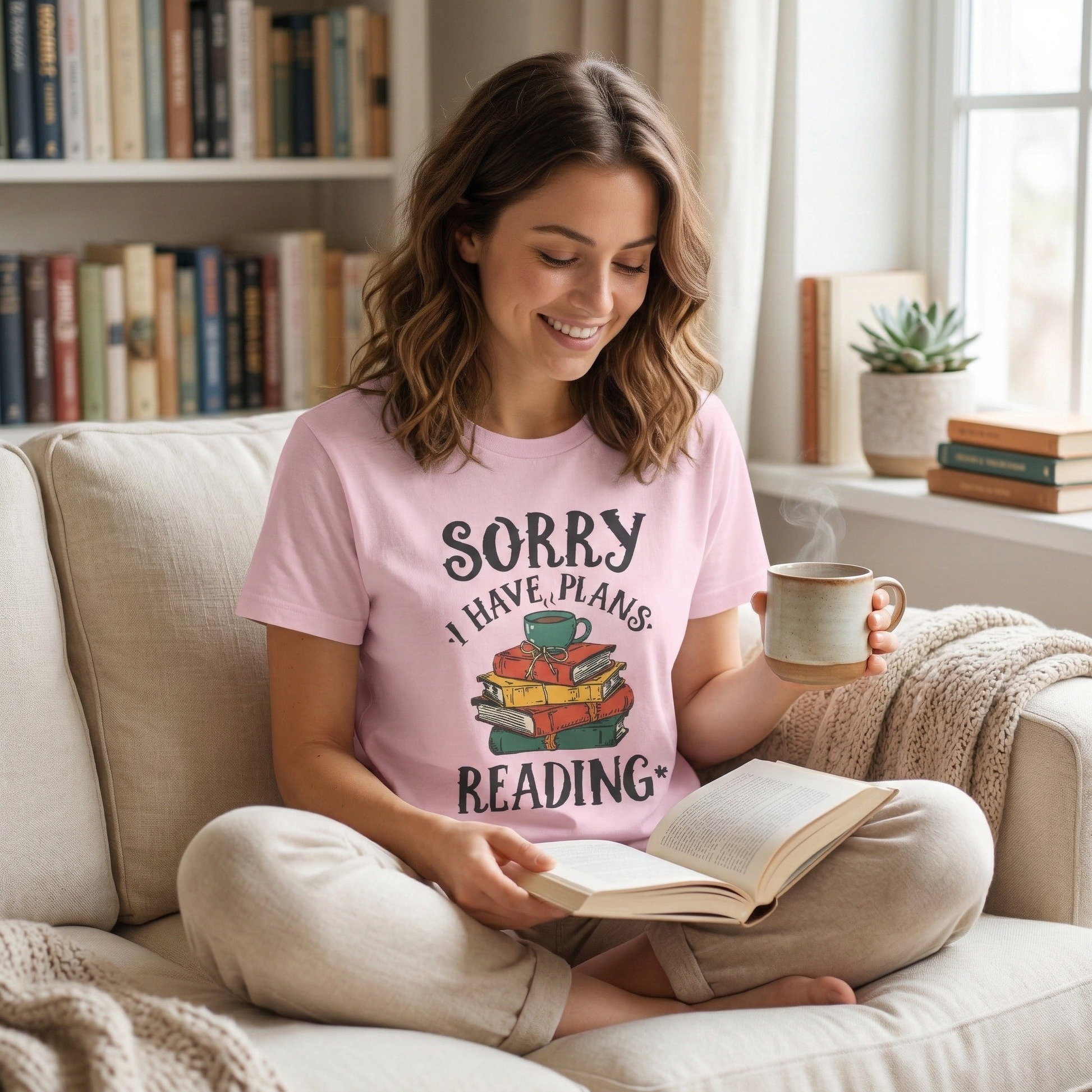 Sorry I Have Plans Reading Shirt – Funny Reader Tee, Book Lover Gift, Bookworm Shirt Printify