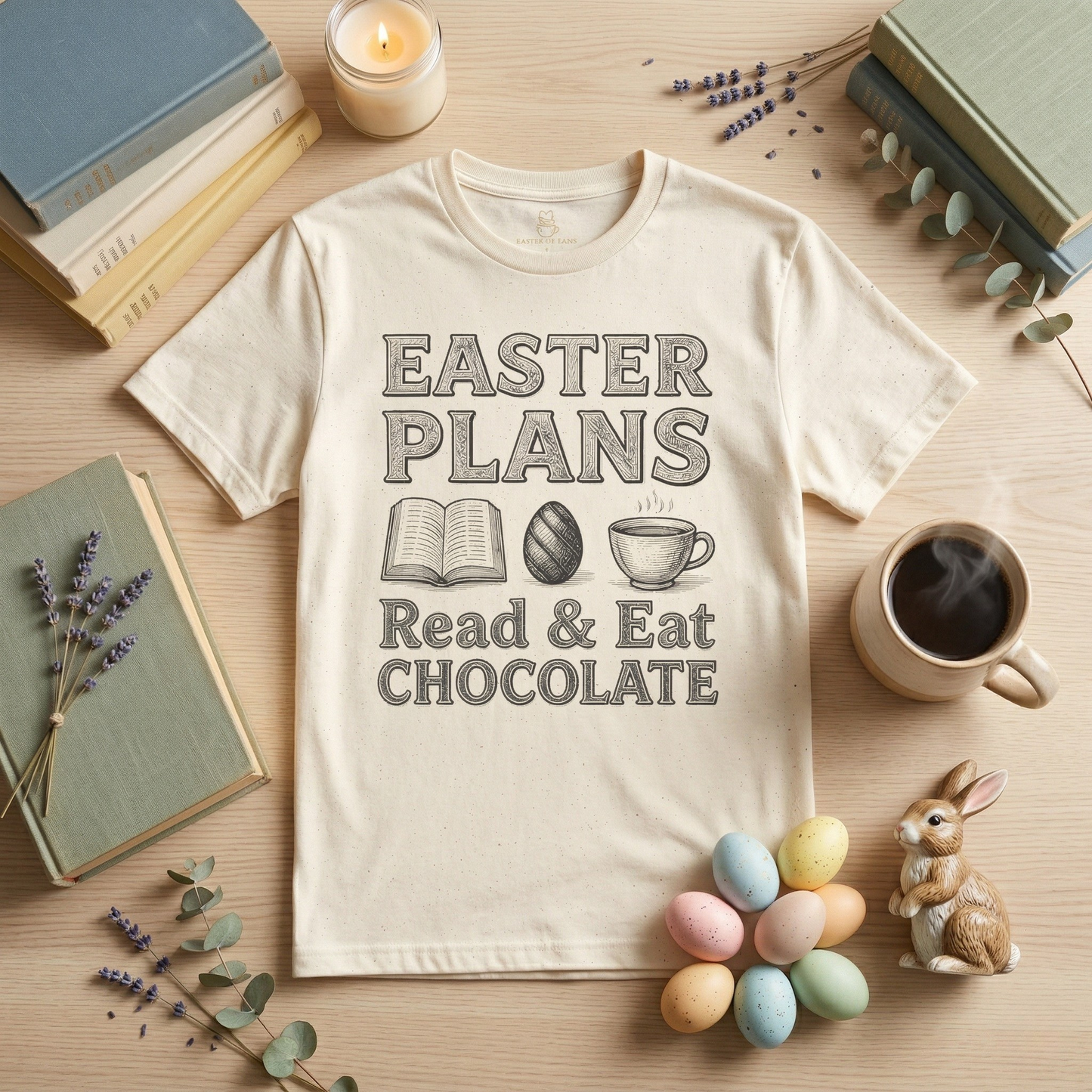 Easter T-shirt — "Read & Eat Chocolate" Holiday Tee Printify