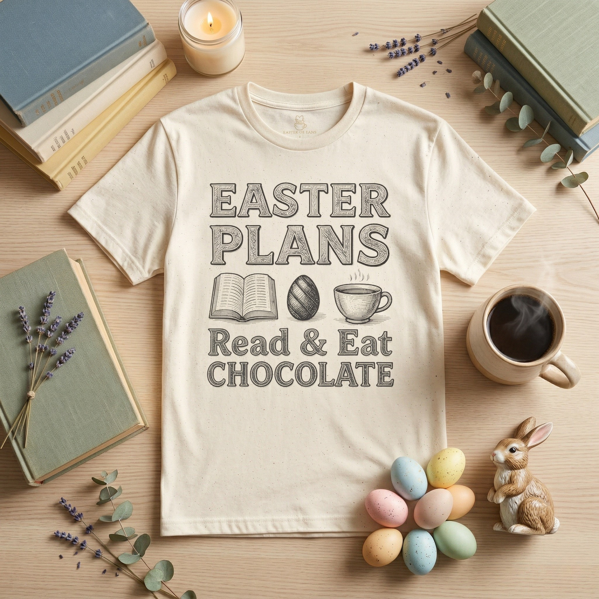 Easter T-shirt — "Read & Eat Chocolate" Holiday Tee Printify