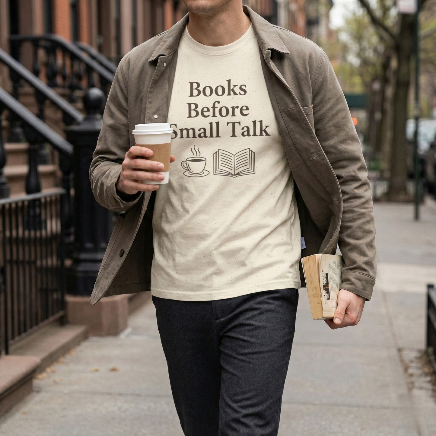 Books Before Small Talk T-Shirt – Book and Coffee Lover Tee - BOOKISH & BREW