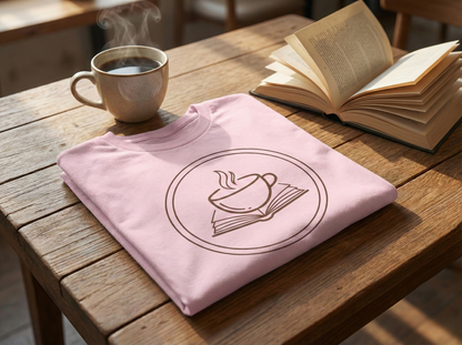 Book and Coffee Emblem T-Shirt – Minimal Bookish Apparel - BOOKISH & BREW