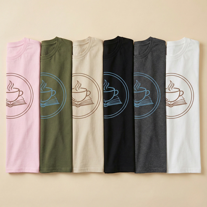 Book and Coffee Emblem T-Shirt – Minimal Bookish Apparel - BOOKISH & BREW