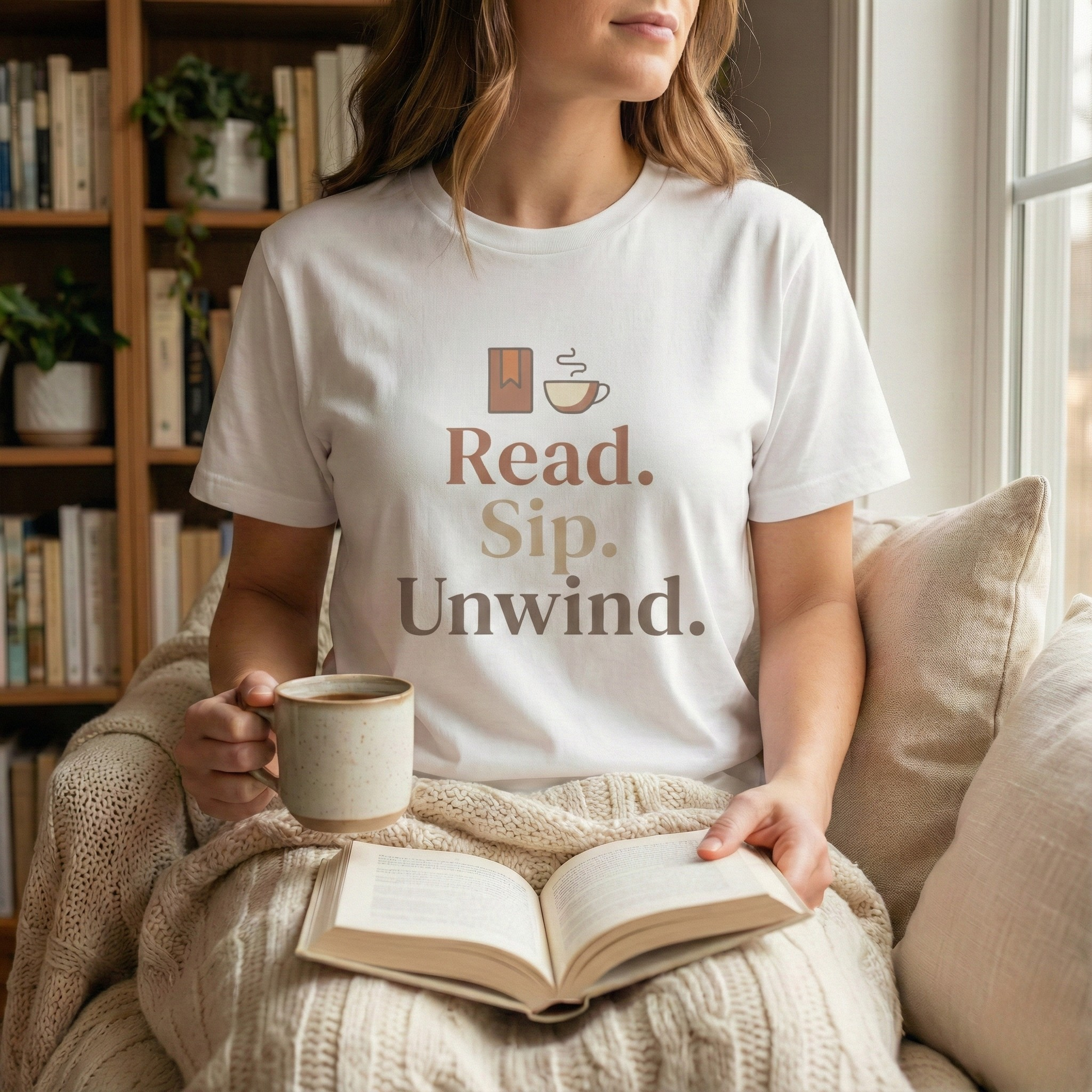 Read Sip Unwind T-Shirt – Cozy Book and Coffee Tee - BOOKISH & BREW