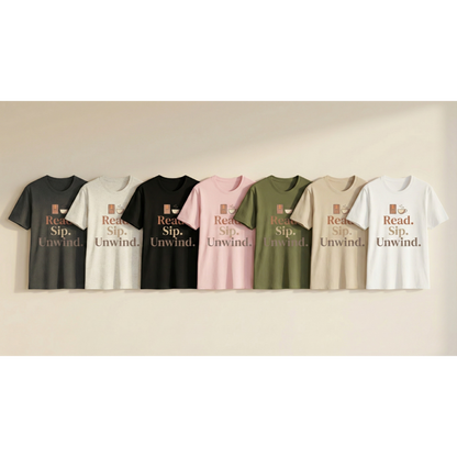 Read Sip Unwind T-Shirt – Cozy Book and Coffee Tee - BOOKISH & BREW