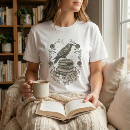 Gothic Raven Book Club T-Shirt - Morally Grey Book Club - BOOKISH & BREW