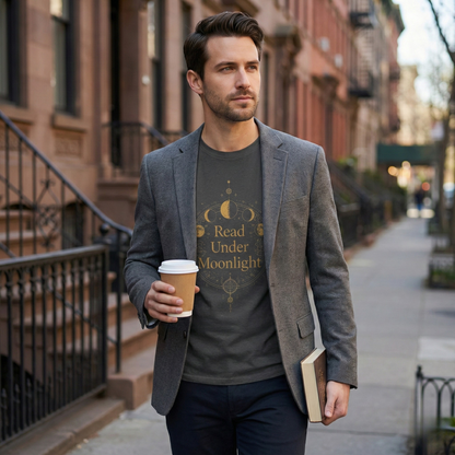 Read Under Moonlight T-Shirt — Moon Phases Graphic Tee for Book Lovers - BOOKISH & BREW