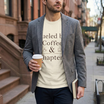 Fueled by Coffee & Chapters T-Shirt | Bookish Coffee Tee - BOOKISH & BREW