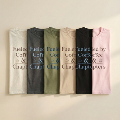 Fueled by Coffee & Chapters T-Shirt | Bookish Coffee Tee - BOOKISH & BREW