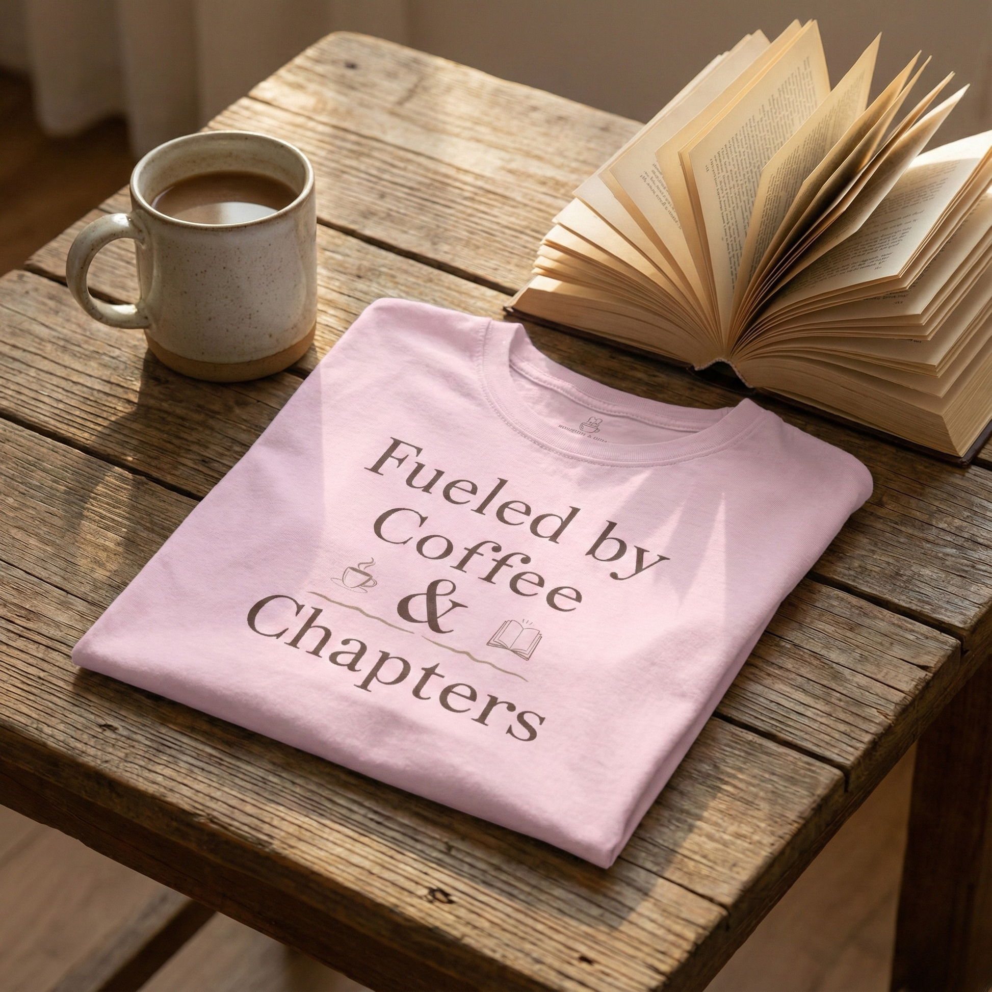 Fueled by Coffee & Chapters T-Shirt | Bookish Coffee Tee - BOOKISH & BREW