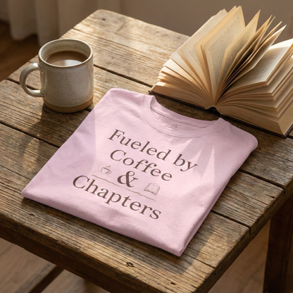 Fueled by Coffee & Chapters T-Shirt | Bookish Coffee Tee - BOOKISH & BREW