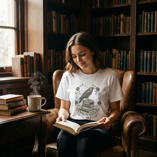 Gothic Raven Book Club T-Shirt - Morally Grey Book Club
