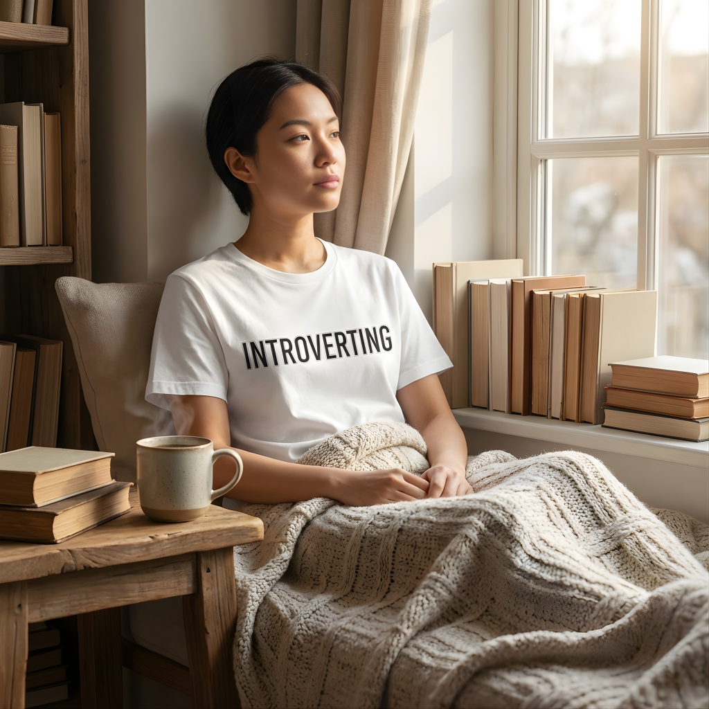 Introverting T-Shirt — Minimalist 'INTROVERTING' Graphic Tee for Introverts